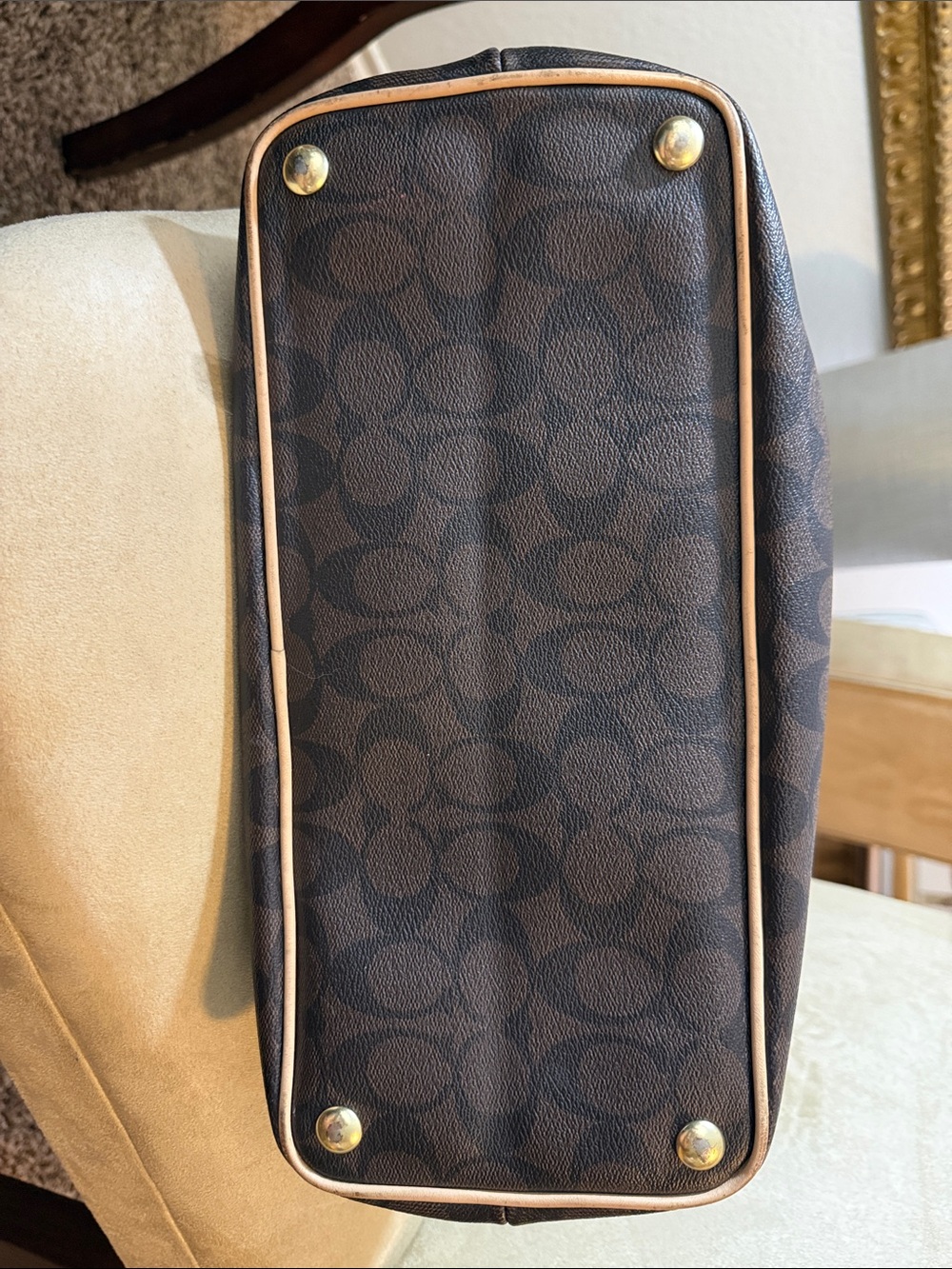 Coach Brown Signature Peyton Dome Satchel - Picture 9 of 16